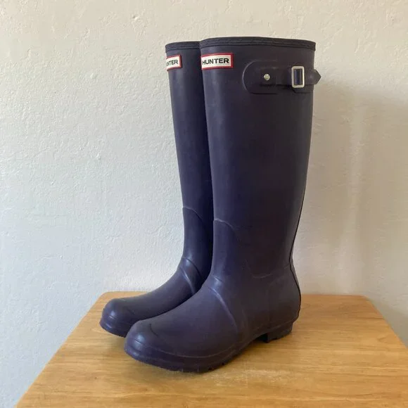 HUNTER Original Tall Rain Boots Purple Wellies W23499 Outdoors Chores City US 8M - Picture 3 of 9